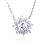 925 Sterling Silver Elegant Moissanite Sunburst Pendant Necklace | Luxury Jewelry Masterpiece
