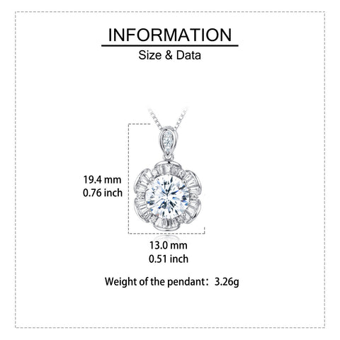 925 Sterling Silver Elegant Moissanite Pendant Necklace In Plated with White Gold With Halo Setting And Chain