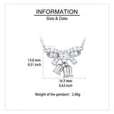 925 Sterling Silver Elegant Moissanite Bow Necklace With Triple Bell Charms