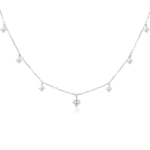 925 Sterling Silver Elegant Moissanite Necklace With Symmetric Pendant Design