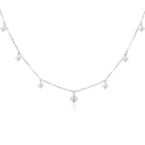 925 Sterling Silver Elegant Moissanite Necklace With Symmetric Pendant Design