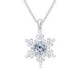 925 Sterling Silver Elegant Snowflake Moissanite Pendant Necklace In Sterling Silver