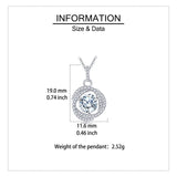 925 Sterling Silver Elegant Moissanite Halo Pendant With Plated with White Gold Chain Necklace