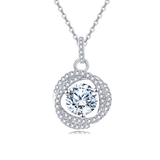 925 Sterling Silver Elegant Moissanite Halo Pendant With Plated with White Gold Chain Necklace