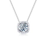 925 Sterling Silver Elegant Solitaire Moissanite Necklace With Halo Setting