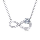 925 Sterling Silver Elegant Infinity Symbol Moissanite Necklace In Sterling Silver