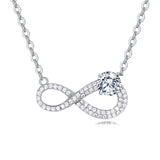 925 Sterling Silver Elegant Infinity Symbol Moissanite Necklace In Sterling Silver