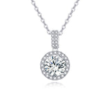 925 Sterling Silver Elegant Solitaire Moissanite Pendant With Plated with White Gold Chain Necklace