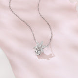925 Sterling Silver Elegant Silver Flower Necklace With Moissanite Accent: Timeless Beauty For Any Occasion