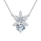 925 Sterling Silver Elegant Silver Flower Necklace With Moissanite Accent: Timeless Beauty For Any Occasion