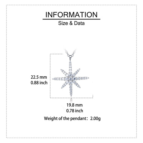925 Sterling Silver Elegant Moissanite Starburst Pendant Necklace