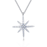 925 Sterling Silver Elegant Moissanite Starburst Pendant Necklace