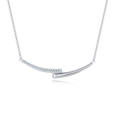 925 Sterling Silver Elegant Curved Moissanite Bar Necklace On Delicate Chain
