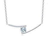 925 Sterling Silver Elegant Moissanite Necklace With Delicate Chain And Sparkling Accent
