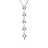 925 Sterling Silver Elegant Five-moissanite Vertical Pendant Necklace
