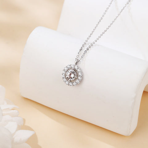 925 Sterling Silver Elegant Solitaire Moissanite Necklace In Plated with White Gold – Timeless Luxury Jewelry