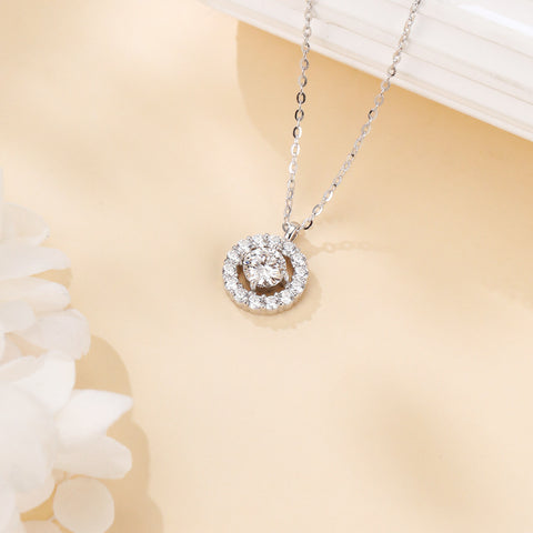 925 Sterling Silver Elegant Solitaire Moissanite Necklace In Plated with White Gold – Timeless Luxury Jewelry