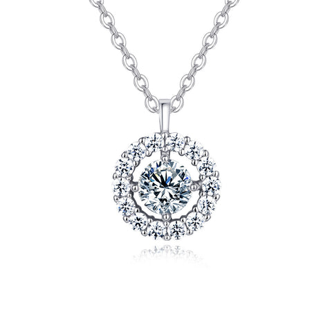 925 Sterling Silver Elegant Solitaire Moissanite Necklace In Plated with White Gold – Timeless Luxury Jewelry