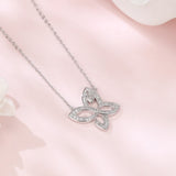 925 Sterling Silver Elegant Moissanite Butterfly Pendant Necklace
