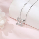 925 Sterling Silver Elegant Moissanite Butterfly Pendant Necklace