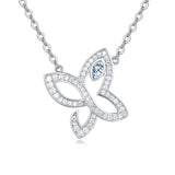 925 Sterling Silver Elegant Moissanite Butterfly Pendant Necklace
