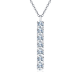 925 Sterling Silver Vertical Moissanite Cascade Pendant Necklace In Sterling Silver