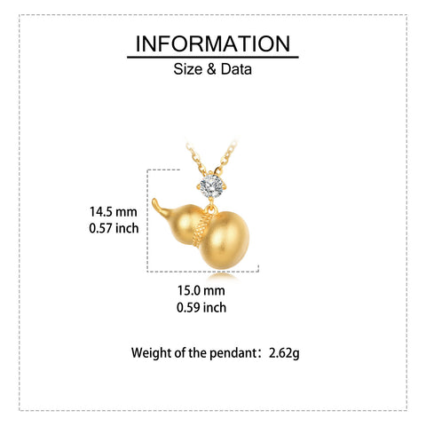 925 Sterling Silver Elegant Gold Gourd Pendant Necklace With Moissanite Accent