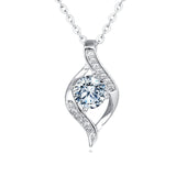 925 Sterling Silver Elegant Silver Blue Moissanite Wave Design Necklace With Sparkling Accents