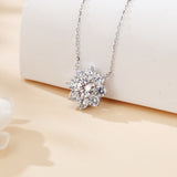 925 Sterling Silver Elegant Moissanite Floral Pendant Necklace