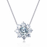 925 Sterling Silver Elegant Moissanite Floral Pendant Necklace