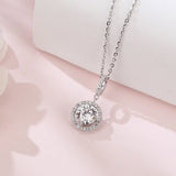 925 Sterling Silver Elegant Solitaire Moissanite Necklace In Plated with White Gold – Timeless Luxury Jewelry