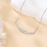 925 Sterling Silver Elegant Moissanite Necklace With Silver Chain And Sparkling Gems