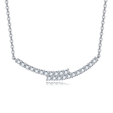 925 Sterling Silver Elegant Moissanite Necklace With Silver Chain And Sparkling Gems