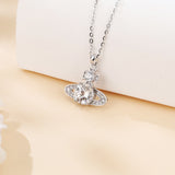 925 Sterling Silver Elegant Moissanite Cross Pendant With Plated with White Gold Necklace