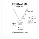 925 Sterling Silver Elegant Moissanite Butterfly Necklace With Triple Charm Design