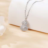 925 Sterling Silver Elegant Gourd-shaped Moissanite Pendant Necklace
