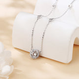 925 Sterling Silver Elegant Solitaire Moissanite Necklace With Halo Accent