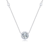 925 Sterling Silver Elegant Solitaire Moissanite Necklace With Halo Accent