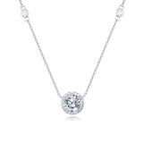 925 Sterling Silver Elegant Solitaire Moissanite Necklace With Halo Accent