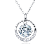 925 Sterling Silver Elegant Moissanite Halo Pendant Necklace: Timeless Luxury In Sleek Design