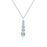 925 Sterling Silver Elegant Four-moissanite Pendant Necklace In Sterling Silver