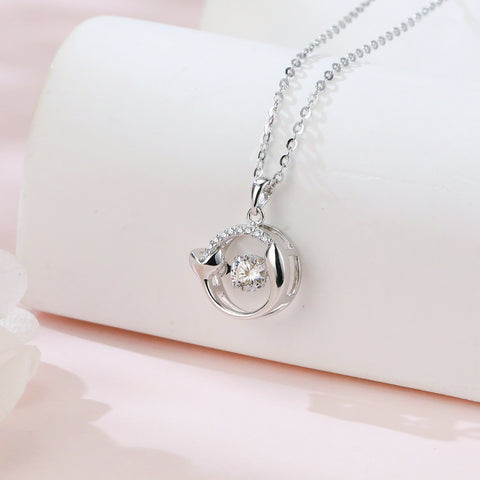 925 Sterling Silver Elegant Dolphin Tail Moissanite Necklace With Silver Chain Pendant