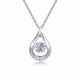 925 Sterling Silver Elegant Teardrop Moissanite Pendant Necklace With Sparkling Accents
