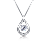 925 Sterling Silver Elegant Teardrop Moissanite Pendant Necklace With Sparkling Accents