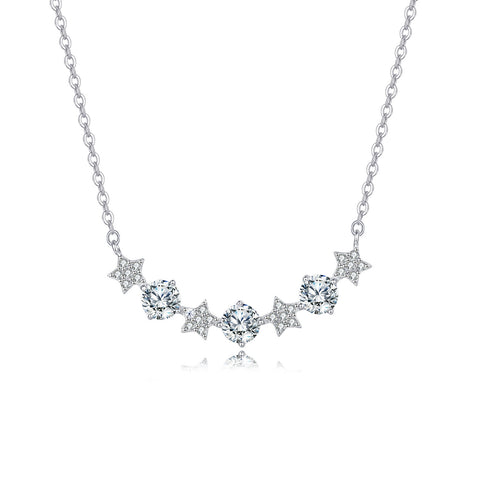 925 Sterling Silver Elegant Star Constellation Moissanite Necklace With Sparkling Celestial Charm