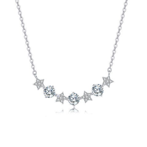 925 Sterling Silver Elegant Star Constellation Moissanite Necklace With Sparkling Celestial Charm