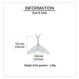 925 Sterling Silver Elegant Whale Tail Moissanite Pendant Necklace: Delicate Maritime Charm