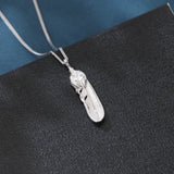 925 Sterling Silver Elegant Silver Feather Pendant Necklace With Sparkling Zircon Accent