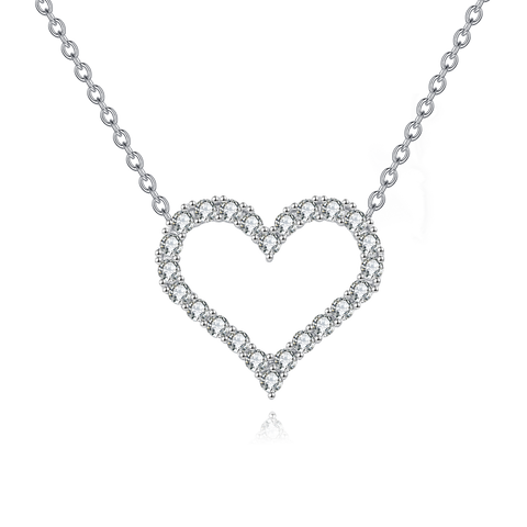 925 Sterling Silver Elegant Zircon Heart Pendant Necklace