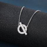 925 Sterling Silver Elegant Silver Zircon-studded Initial Q Pendant Necklace